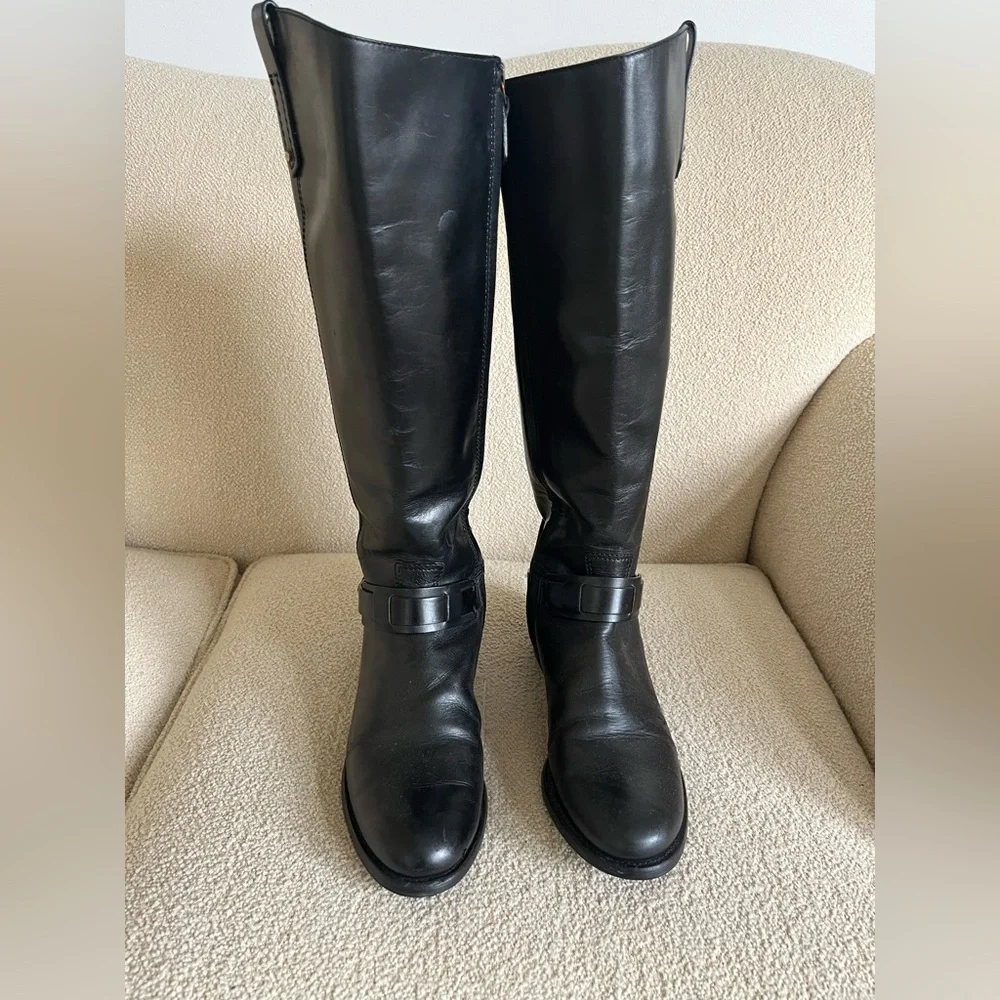 TORY BURCH Black Leather Over-the-Knee Riding Boots